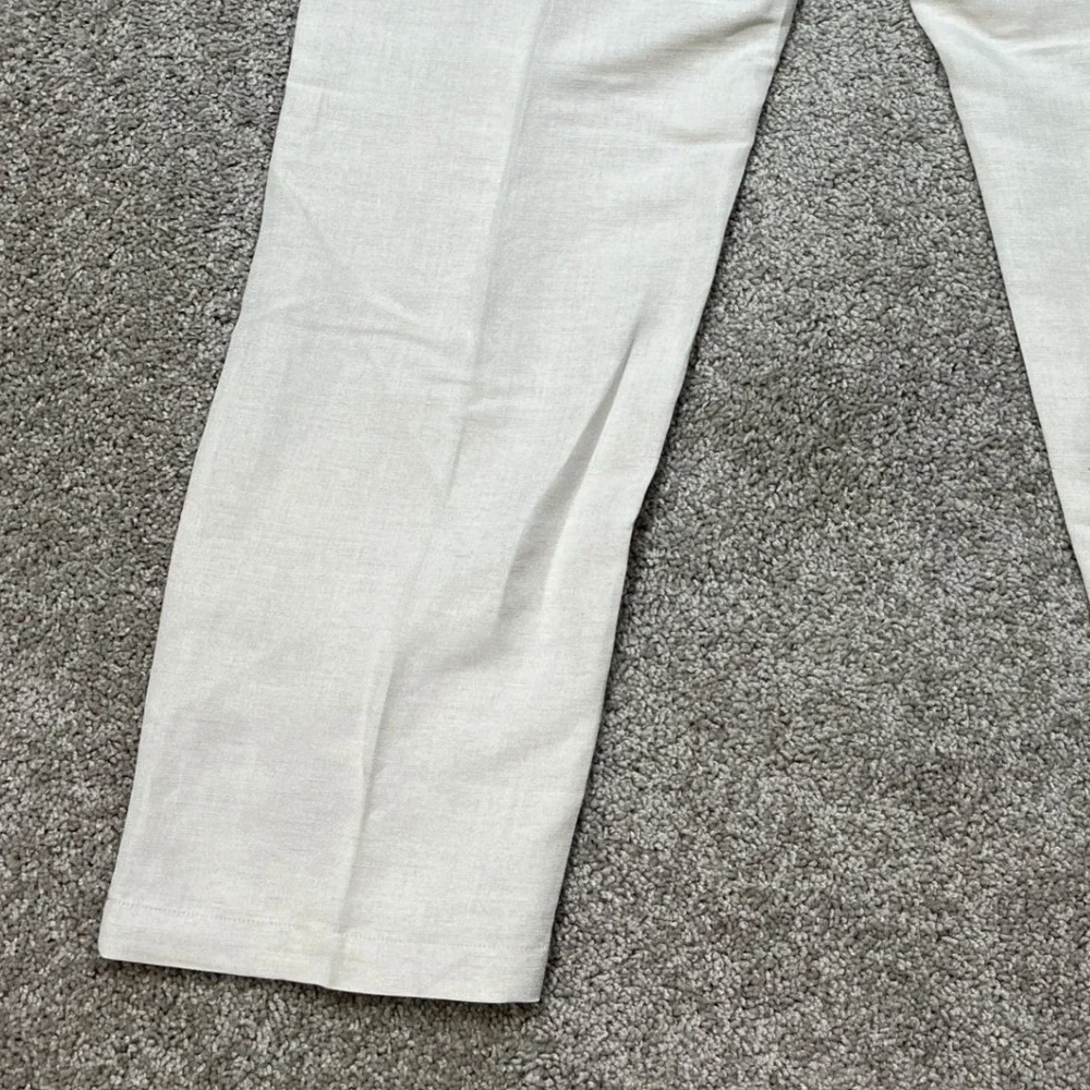 Cubavera Linen Pants Mens XL Beige Drawstring Straight Leg Elastic Waist Flat